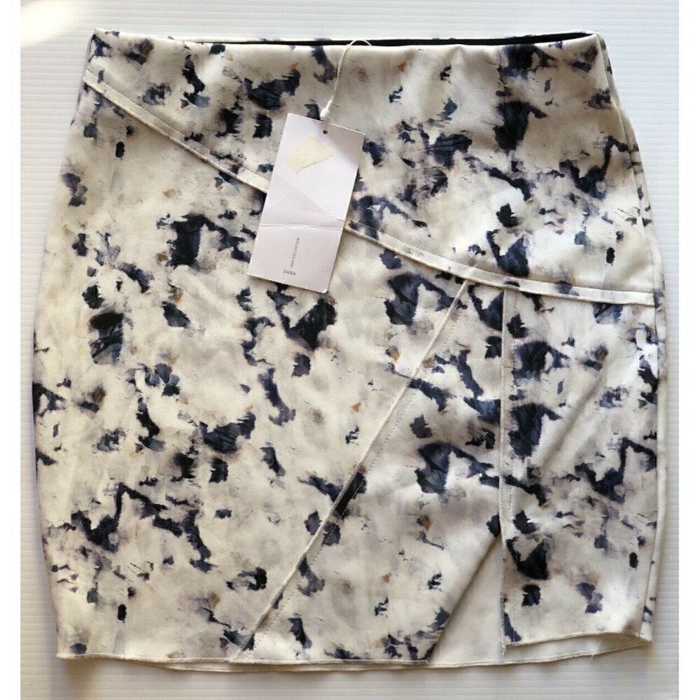 Zara W&B Collection Marble Print Women's Mini skirt Size S - Picture 4 of 7